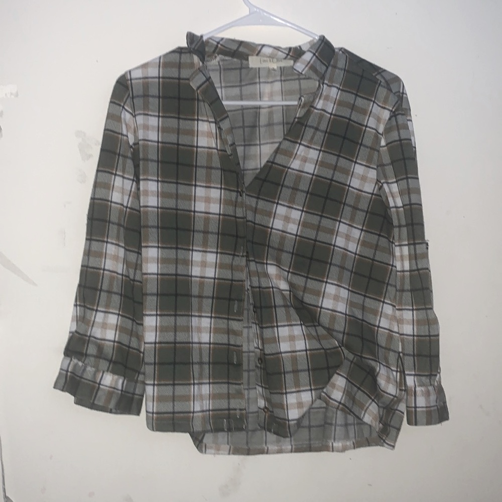 Green and gold button down flannel